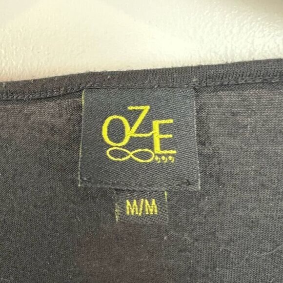 Oze Women’s Medium Psychedelic Bohemian Art to Wear Mini 3/4 Sleeve Dress Black - Picture 11 of 14